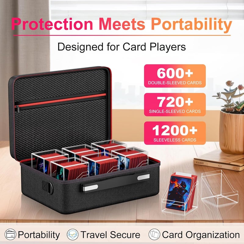 Proijeut Card Deck Box with Portable Case, 6 Pack Clear Commander Deck Box with 6 Dividers, Holds 600+ Double Sleeved Cards, Fit for MTG, YuGiOh, TCG - Image 3
